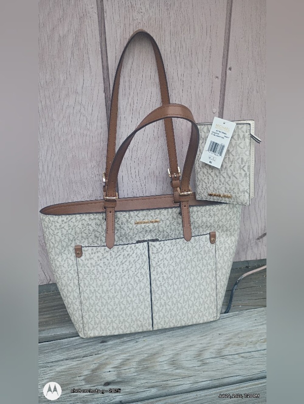 Nwt Michael Kors Medium Double Pocket Tote Bag and Wallet Set